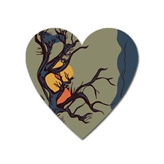 Art Drawing Abstract Blue Yellow Heart Magnet by Celenk