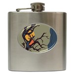 Art Drawing Abstract Blue Yellow Hip Flask (6 oz) Front