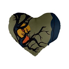 Art Drawing Abstract Blue Yellow Standard 16  Premium Flano Heart Shape Cushions by Celenk