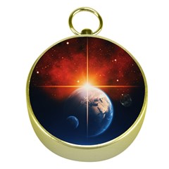 Earth Globe Planet Space Universe Gold Compasses by Celenk