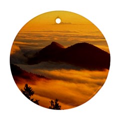 Fog Clouds Sea Of Fog Mountain Round Ornament (two Sides) by Celenk