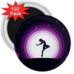 Woman Moon Fantasy Composing Night 3  Magnets (100 pack) Front