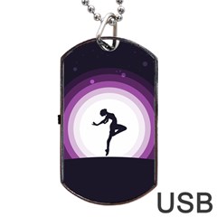 Woman Moon Fantasy Composing Night Dog Tag Usb Flash (two Sides) by Celenk