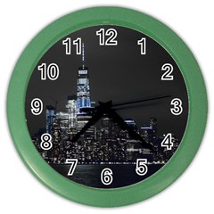 New York Skyline New York City Color Wall Clock by Celenk