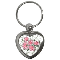 Carnations Flowers Nature Garden Key Chains (heart)  by Celenk