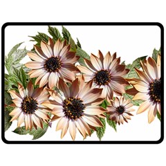 Sun Daisies Leaves Flowers Fleece Blanket (large)  by Celenk