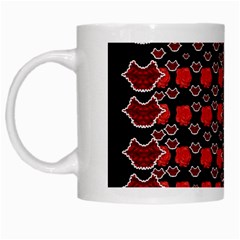Red Lips And Roses Just For Love White Mugs by pepitasart
