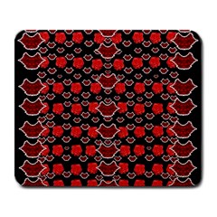 Red Lips And Roses Just For Love Large Mousepads by pepitasart