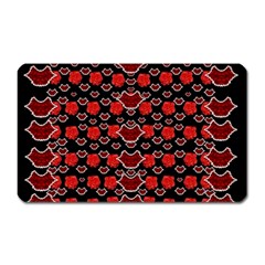 Red Lips And Roses Just For Love Magnet (rectangular) by pepitasart