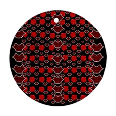 Red Lips And Roses Just For Love Round Ornament (two Sides) by pepitasart