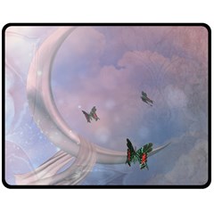 The Wonderful Moon With Butterflies Double Sided Fleece Blanket (medium)  by FantasyWorld7
