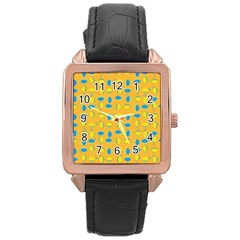 Lemons Ongoing Pattern Texture Rose Gold Leather Watch  by Celenk