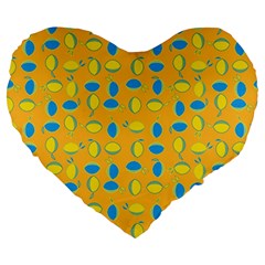 Lemons Ongoing Pattern Texture Large 19  Premium Flano Heart Shape Cushions by Celenk