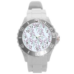 Flower Pattern Pattern Design Round Plastic Sport Watch (l) by Celenk