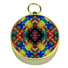 Kaleidoscope Art Pattern Ornament Gold Compasses by Celenk