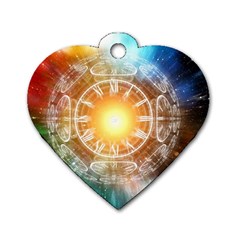 Universe Galaxy Sun Clock Time Dog Tag Heart (one Side) by Celenk