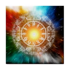 Universe Galaxy Sun Clock Time Face Towel by Celenk