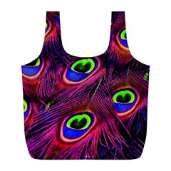 Peacock Feathers Color Plumage Full Print Recycle Bag (l) by Celenk