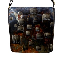 Background Metal Pattern Texture Flap Closure Messenger Bag (l) by Celenk