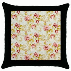 Background Pattern Flower Spring Throw Pillow Case (Black)