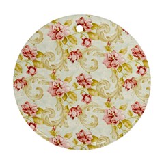 Background Pattern Flower Spring Round Ornament (Two Sides)