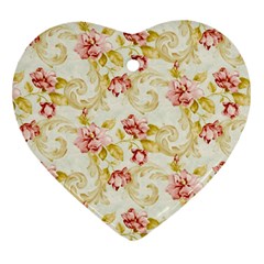 Background Pattern Flower Spring Heart Ornament (Two Sides)