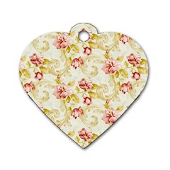 Background Pattern Flower Spring Dog Tag Heart (One Side)