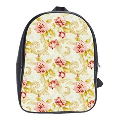 Background Pattern Flower Spring School Bag (Large)
