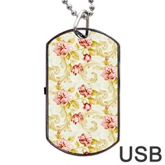 Background Pattern Flower Spring Dog Tag USB Flash (One Side)
