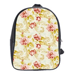 Background Pattern Flower Spring School Bag (XL)