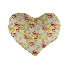 Background Pattern Flower Spring Standard 16  Premium Heart Shape Cushions