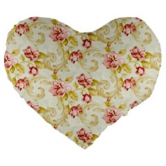 Background Pattern Flower Spring Large 19  Premium Heart Shape Cushions
