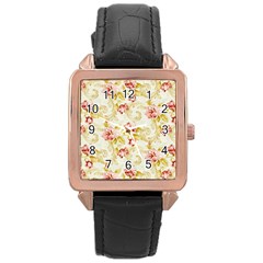 Background Pattern Flower Spring Rose Gold Leather Watch 