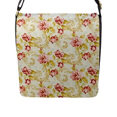Background Pattern Flower Spring Flap Closure Messenger Bag (l)