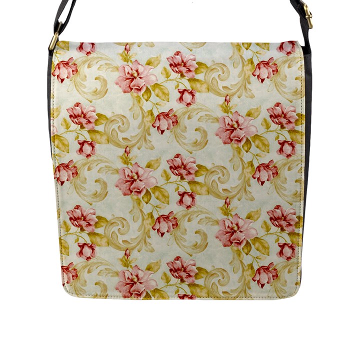 Background Pattern Flower Spring Flap Closure Messenger Bag (L)