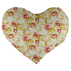 Background Pattern Flower Spring Large 19  Premium Flano Heart Shape Cushions