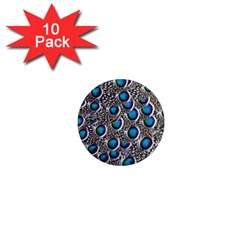 Peacock Pattern Close Up Plumage 1  Mini Magnet (10 Pack)  by Celenk