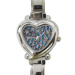 Peacock Pattern Close Up Plumage Heart Italian Charm Watch by Celenk