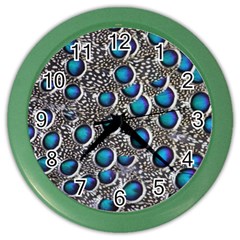 Peacock Pattern Close Up Plumage Color Wall Clock by Celenk