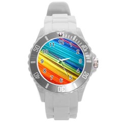 Rainbow Round Plastic Sport Watch (l) by NSGLOBALDESIGNS2
