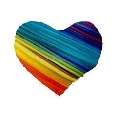 Rainbow Standard 16  Premium Flano Heart Shape Cushions by NSGLOBALDESIGNS2