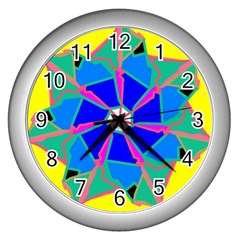 Mandala Wheel Pattern Ornament Wall Clock (silver)
