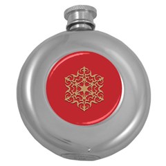 Ornament Flower Pattern Jewelry Round Hip Flask (5 Oz)