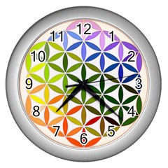 Mandala Rainbow Colorful Reiki Wall Clock (silver)