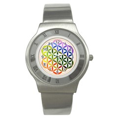 Mandala Rainbow Colorful Reiki Stainless Steel Watch by Simbadda