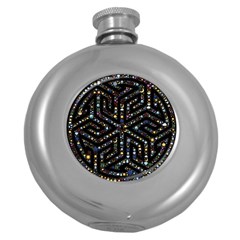 Symbol Wheel Mandala Design Round Hip Flask (5 Oz)