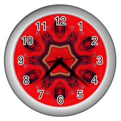 Chakra Art Heart Healing Red Wall Clock (silver)