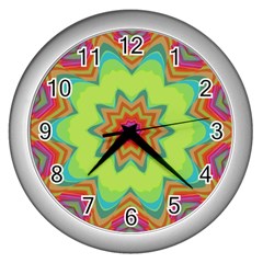 Abstract Art Abstract Background Pattern Wall Clock (silver)