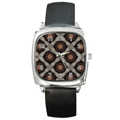 Texture Background Pattern Square Metal Watch by Simbadda