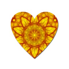 Kaleidoscope Floral Mandala Yellow Heart Magnet by Simbadda